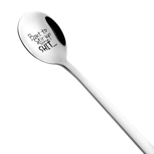 cj&m funny spoons, bout to stir up some shit, laser engraved stainless steel spoons, funny gifts, gifts for grandma, gifts for mom, friends,family, housewarming
