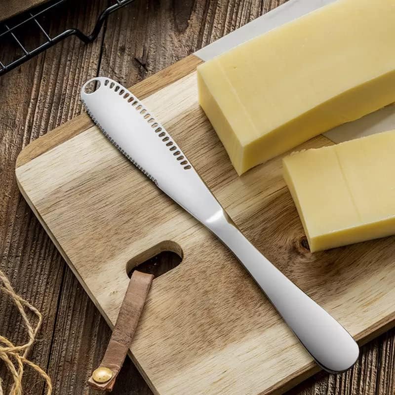 Stainless Steel Butter Spreader Kitchen Knife - Gadget Curler Slicer Shaver Scraper Multi-function with Serrated Edge, Easy Spread Curling Shredder