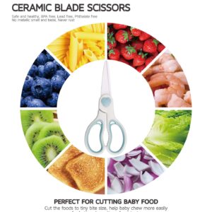 Ceramic Scissors for Baby Food by WELLSTAR, Safety Healthy BPA Free Portable Toddler Shears with Protective Blade Cover and Travel Case, 2 Pack