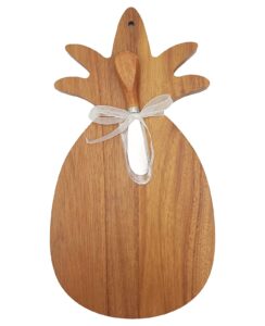 pineapple shaped acacia wood serving and cutting board,cute charcuterie board cheese platter with cheese spreader for meat cheese and vegetables, kitchen decor entertaining gift set-14 x 7.2 inch