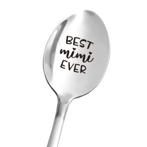 best mimi ever spoon - funny spoon engraved stainless steel for nana women - mimi gifts for grandma coffee - grandma gift from granddaughter grandson - perfect mother's day/birthday/christmas gifts