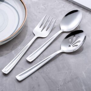 Hostess Serving Utensil Set, GoGeiLi 5-Piece Stainless Steel Flatware Silverware Serving Set, Include Pie Server, Serving Spoon, Slotted Serving Spoon, Serving Fork and Spreader Knife