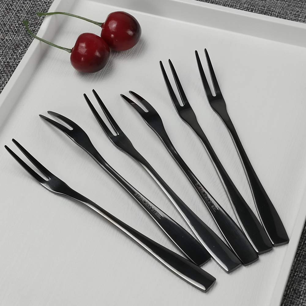 Teyyvn 8-Piece Fruit Forks, Stainless Steel 2-Prong Fork, Bistro Cocktail Fork