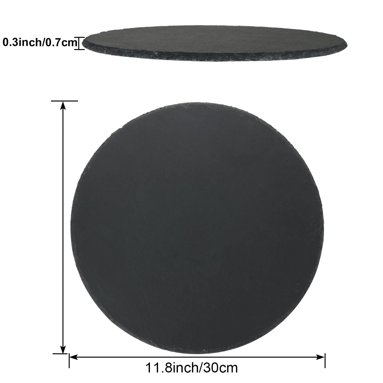 ZOFORTY 3Pcs Round Slate Cheese Board 12 x 12 Inch Black Slate Charcuterie Board with Chalks, Slate Stone Serving Platter for Cheese, Meat, Sushi, Appetizers