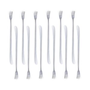 [jseven] long handle forks, stainless steel dessert forks, fruits, pickles forks, fancy table forks (12 pcs)