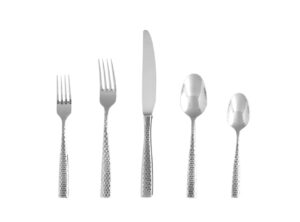 fortessa lucca flatware set, 20-piece, faceted stainless