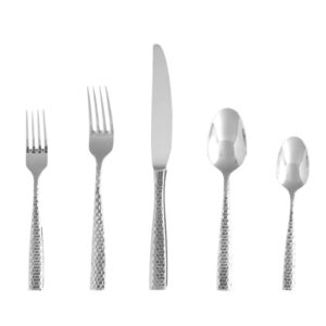 Fortessa Lucca Flatware Set, 20-Piece, Faceted Stainless