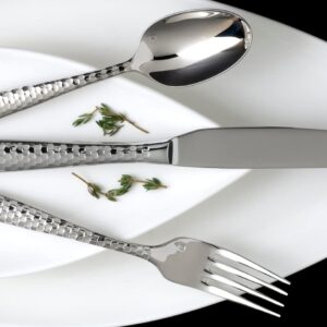 Fortessa Lucca Flatware Set, 20-Piece, Faceted Stainless