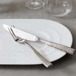 Fortessa Lucca Flatware Set, 20-Piece, Faceted Stainless