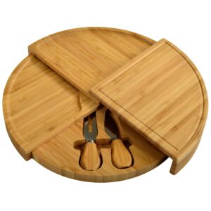 Picnic at Ascot Patented Bamboo Cheese Board/Charcuterie Serving Platter - Stores as a Compact Wedge- Opens to 13" Diameter - Designed & Quality Checked in USA