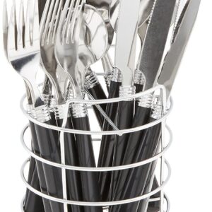 Gibson Sensations 16-Piece Stainless Steel Flatware Set with Metal Caddy, Black