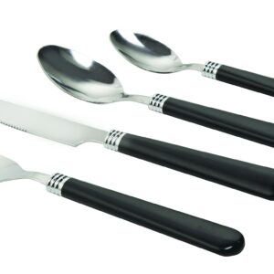 Gibson Sensations 16-Piece Stainless Steel Flatware Set with Metal Caddy, Black