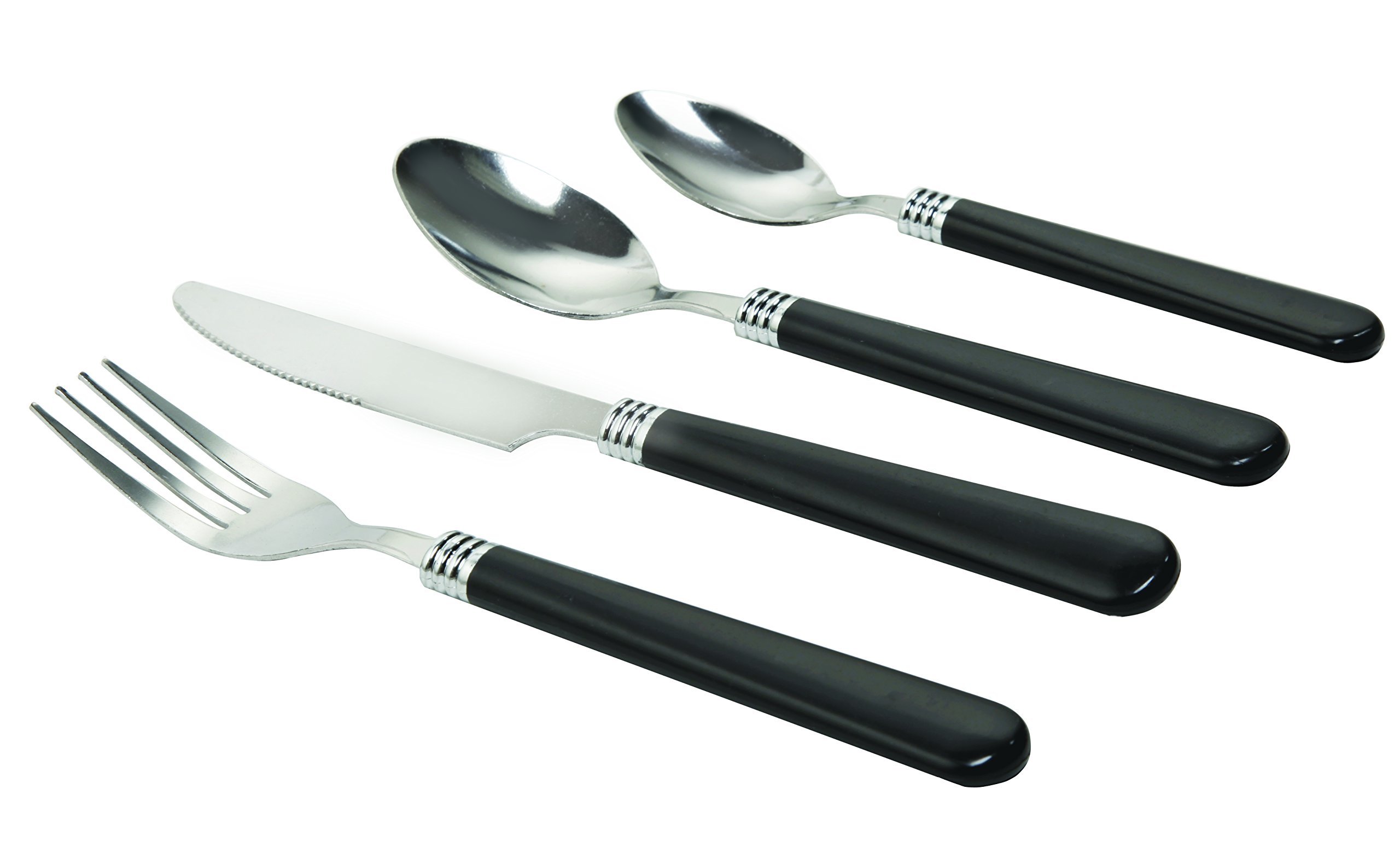 Gibson Sensations 16-Piece Stainless Steel Flatware Set with Metal Caddy, Black