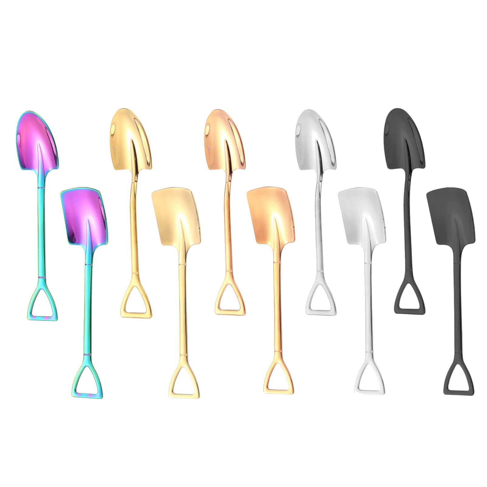 10Pcs Shovel Spoons Stainless Steel Spoon Reusable Dessert Spoons for Coffee Tea Ice Cream Fruit Sugar Cake