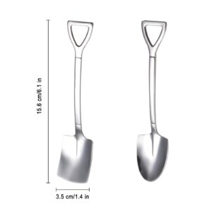 10Pcs Shovel Spoons Stainless Steel Spoon Reusable Dessert Spoons for Coffee Tea Ice Cream Fruit Sugar Cake