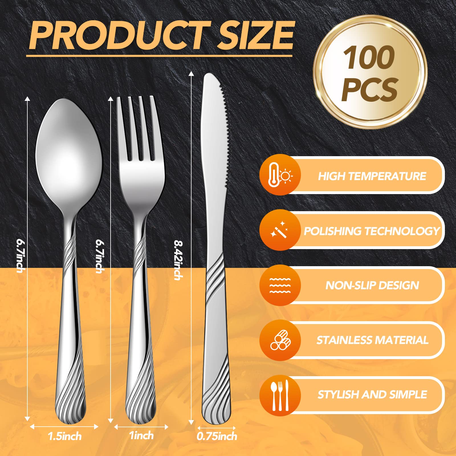 Minatee 48 Pieces Forks Spoons and Knives Silverware Set Stainless Steel Flatware Cutlery Set Heavy Duty Metal Spoons Forks and Knives Set for Kitchen Utensil Dinner Restaurant Home, Dishwasher Safe