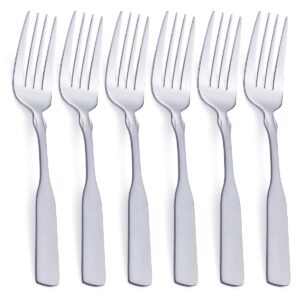 FULLYWARE Dinner Fork, Stainless Steel 7.6” Heavy Duty Fork Silverware, Metal Fork Cutlery Set, 6-Piece