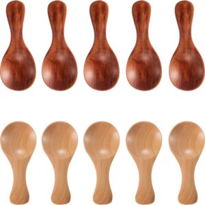 20 Pieces Small Wooden Spoons Mini Condiments Sugar Seasoning Salt Honey Teaspoon Coffee Tea Mustard Ice Cream Wood Spoons