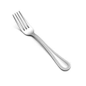 Forks Set of 12, E-far Stainless Steel Dinner Forks Silverware with Pearled Edge for Home/Kitchen/Restaurant, Mirror Polished & Dishwasher safe-7.9 Inches