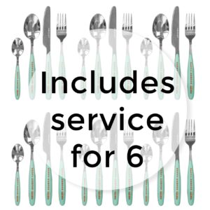 Silverware Flatware Cutlery Set - Stainless Steel 24 Pc Flatware Set With Silverware Caddy Service for 6 | Dishwasher Safe Camping Set Flatware for Travel, Small Spaces and Outdoor Use