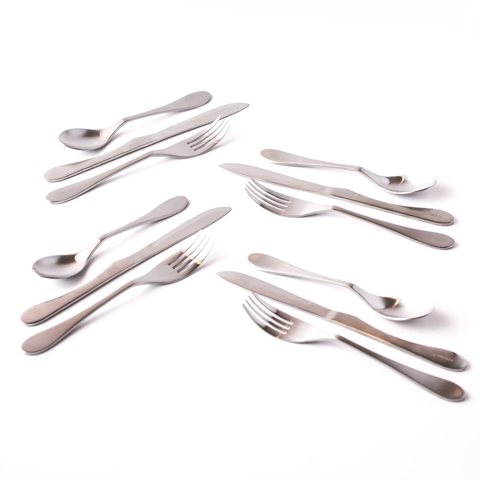 Knork Lite Stainless Steel, 12 Piece Set (custom service for 4), Matte brushed finish