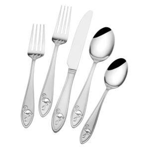 towle living flamingo flatware set, 20-piece, stainless steel