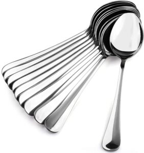 lazooy 8 pack serving spoon set 18/10 stainless steel serving utensil no rust large serving tablespoons for buffet banquet, mirror-polished, 8 inch