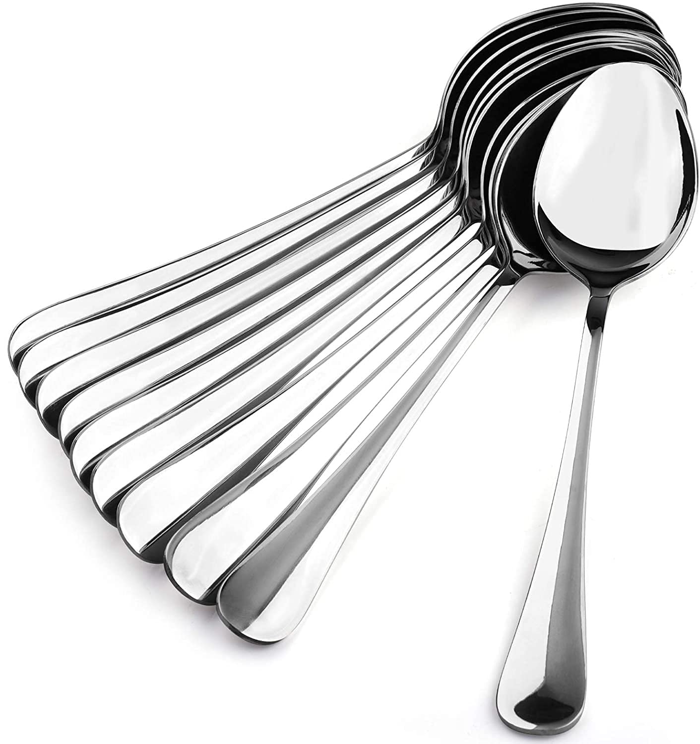 Lazooy 8 Pack Serving Spoon Set 18/10 Stainless Steel Serving Utensil No Rust Large Serving Tablespoons for Buffet Banquet, Mirror-Polished, 8 Inch