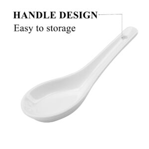 Yopay 24 Pack Soup Spoon Ceramic Asian Ramen Spoons, 5 Inch White Porcelain Spoons for Appetizer Wonton Dumpling Miso, White