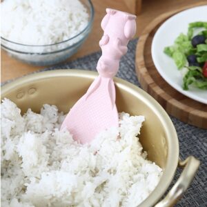 SKQIT 2 Pieces Creative Cute Rabbit Rice Spoon, Non Stick Rice Paddle, Bunny Shape Stand Up Serving Rice ShovelBeigeandPink One Size