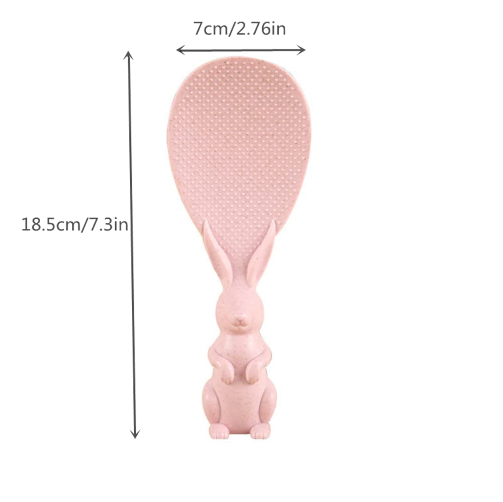 SKQIT 2 Pieces Creative Cute Rabbit Rice Spoon, Non Stick Rice Paddle, Bunny Shape Stand Up Serving Rice ShovelBeigeandPink One Size