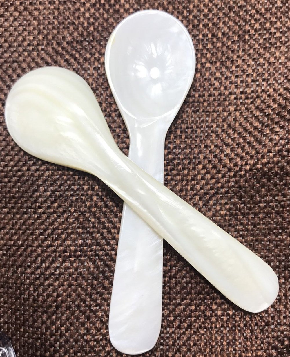 Caviar Spoons - EvaGO Mother of Pearl MOP Caviar Spoon W Round Handle 3.55 inch, 2 pack