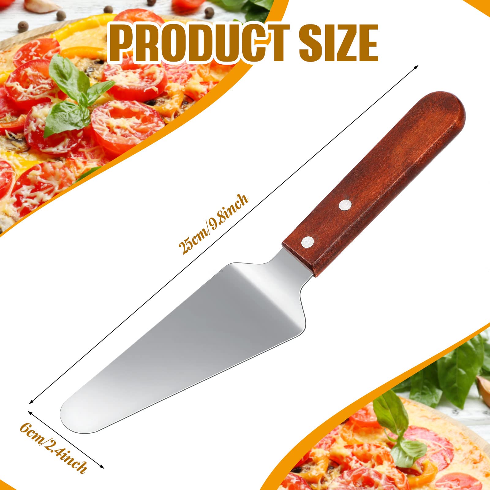 40 Pack Pie Server Pizza Spatula Stainless Steel Pie Spatula Wood Handle Easy to Grip Cake Cutter Pie Slicers Utensils, 9.8 x 2.4 Inches