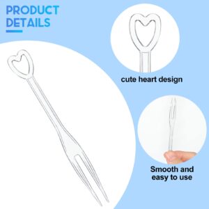 1000 Pcs Fruit Forks Disposable Plastic Cocktail Picks Small Appetizer Forks Safety Mini Forks for Appetizer Heart Shape Cute Mini Cake Forks Plastic Cocktail Picks Sticks for Party Food Dessert