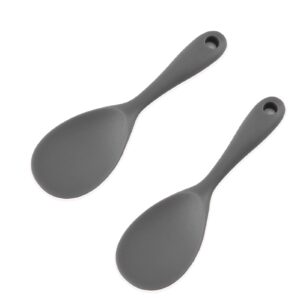 Rice Paddle, Silicone Rice Spoon Non Stick Rice Scooper Heat Resistant Kitchen Gadge Rice Spoon Paddle Cooking Utensil Rice Spatula Rice Cooker Spoon for Rice, Salads, Mashed Potato (Set of 2)