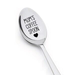 mom’s coffee spoon for christmas gift for mom birthday presents from daughter son engraved stainless steel spoon for dessert teaspoon for mommy mother gift from children