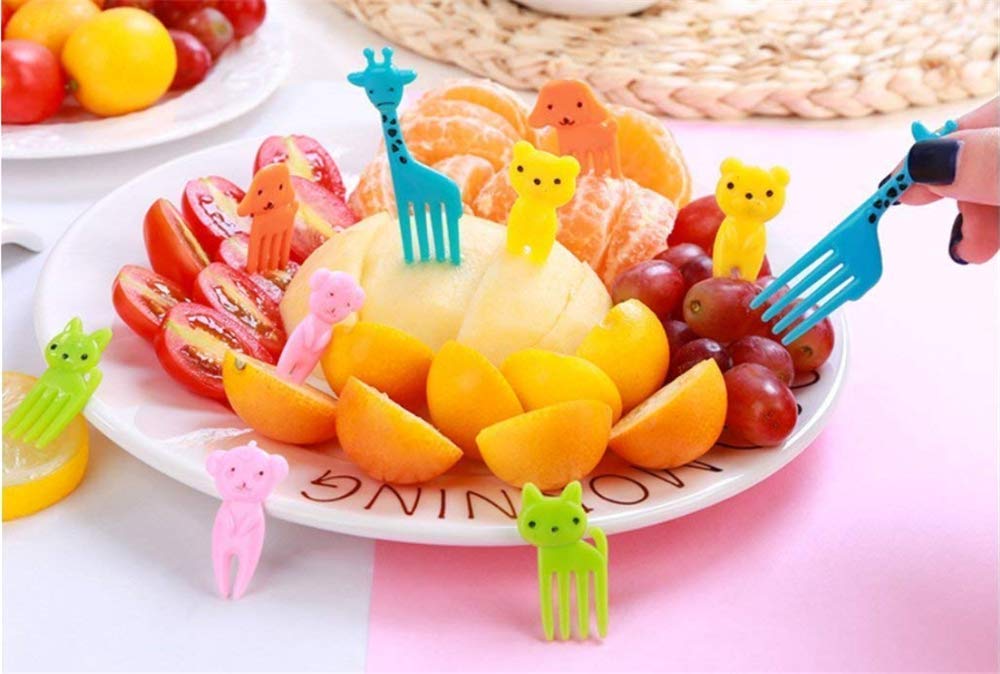 40Pcs Food Fruit Fork Picks for Kids Cute Animals Bento Box Decor ForksCake Little Forks Dessert Forks Mini Cartoon Toothpick for Cake Dessert Pastry Party supply