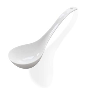 kslong pure white ceramic soup ladle spoon bone china big ladle spoons heavy duty deep porcelain spoons flatware asian soup tureen spoons 9.4" long 3" wide