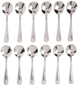 winco 12-piece dots bouillon spoon set, 18-0 stainless steel,silver