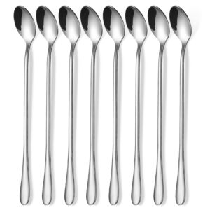 12 pcs long handle ice tea spoon, 9 inch food grade stainless steel cocktail stirring spoons, ice cream spoon, mixing spoon, long spoon, dessert spoon