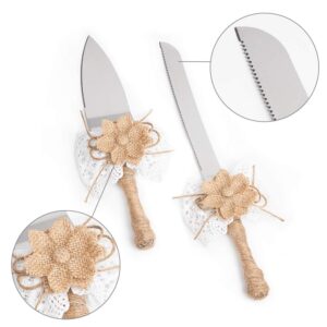 senover Rustic Wedding Cake Serving Set, Pizza Pie Cake Knife and Server Set for Custom Wedding Gift Parties Birthdays Anniversaries Supplies