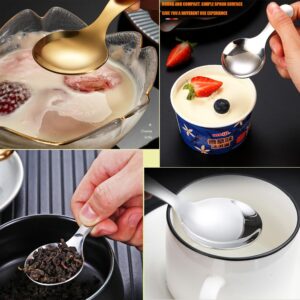 5PCS Short Handle Spoon, Stainless Steel Mini Spoons Thickened Small Round Spoon For Salt Condiments Dessert Tea Coffee (Black)