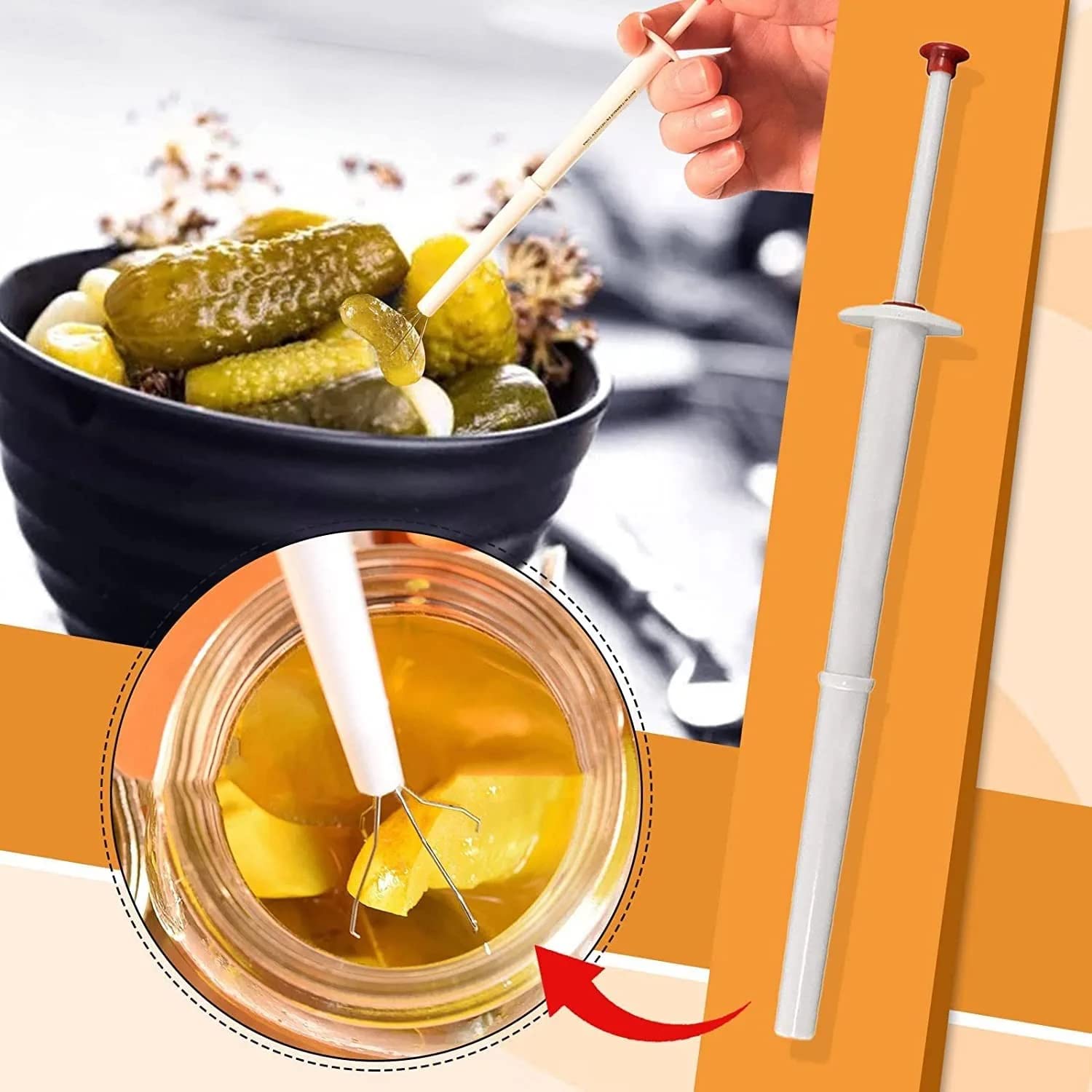 Pickle Pincher Pickle Picker Fork,8inch Flexible Olive Pepper Food Grabber