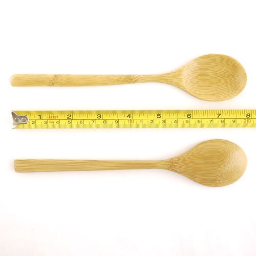 BambooMN 8" Reusable Solid Bamboo Deluxe Dinner Spoon - Dining Flatware - Kitchen Utensils - 10 pcs