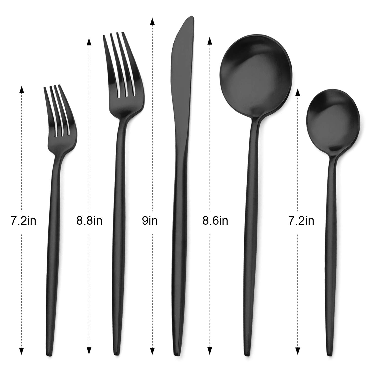 Bettlife Matte Black Silverware Set, Stainless Steel Satin Finish, Flatware Cutlery Set for 4, 20-Piece Spoons and Forks Kitchen Utensil Set, Dishwasher Safe (Matte Black, 20 P)