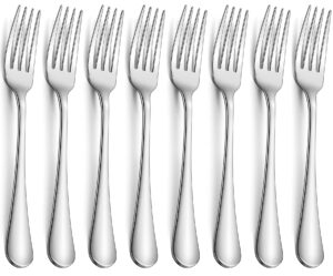 lazooy stainless steel dinner forks rustproof silverware dinner table fork for dessert lightweight dishwasher safe, set of 8