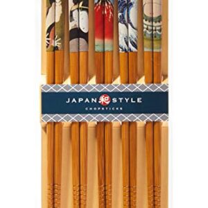 Japanese Wooden Chopsticks for Sushi Ramen Natural Bamboo Chopsticks Reusable 5 Pairs Gift Set MADE IN JAPAN … (Variation 1)