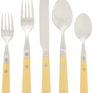 Ginkgo International Le Prix Stainless Steel Dishwasher-safe 30piece flatware set, Service for 6, Yellow,22704