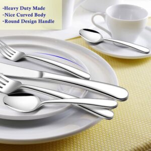 Herogo Heavy Duty Stainless Steel Silverware Set, 60-Piece Fancy Flatware Cutlery Set for 12, Modern Tableware for Home Restaurant Wedding, Heavy Eating Utensils Set, Mirror Polished, Dishwasher Safe