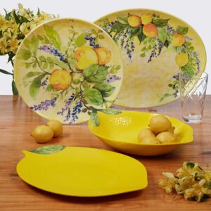 Certified International Lemon Zest 3 pc Melamine Hostess Serving Set, Multicolor